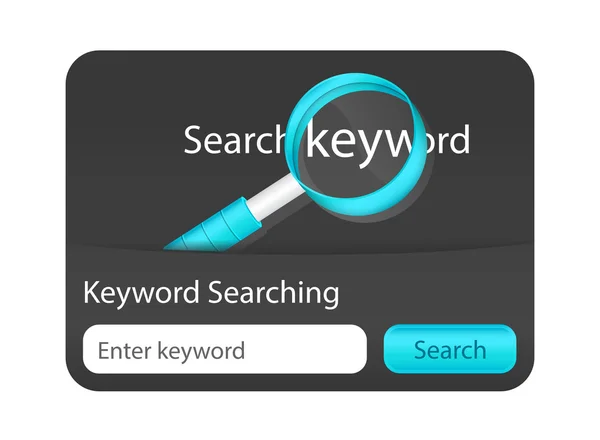 Formulaire de recherche par mot-clé avec fond foncé et loupe bleue. Formulaire pour site web et applications mobiles . — Image vectorielle