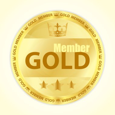 Gold Üyelik rozeti ile royal crown ve üç altın yıldız