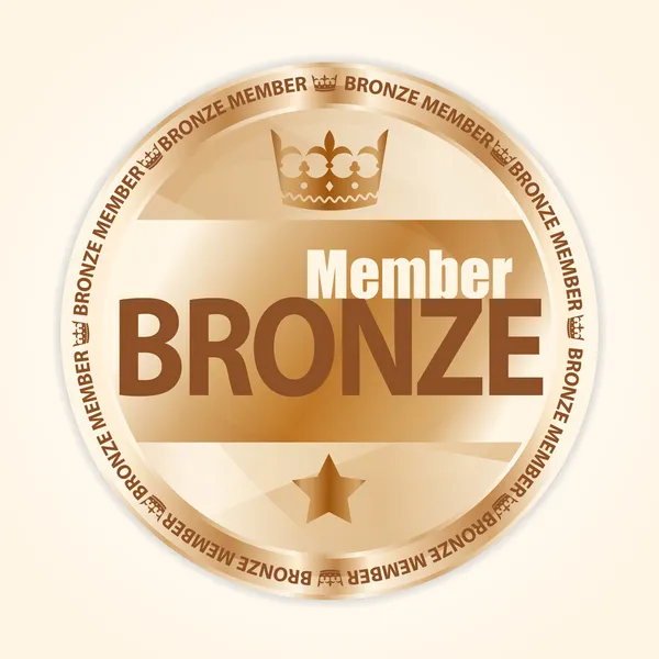 Insignia miembro de bronce con corona real y una estrella — Vector de stock