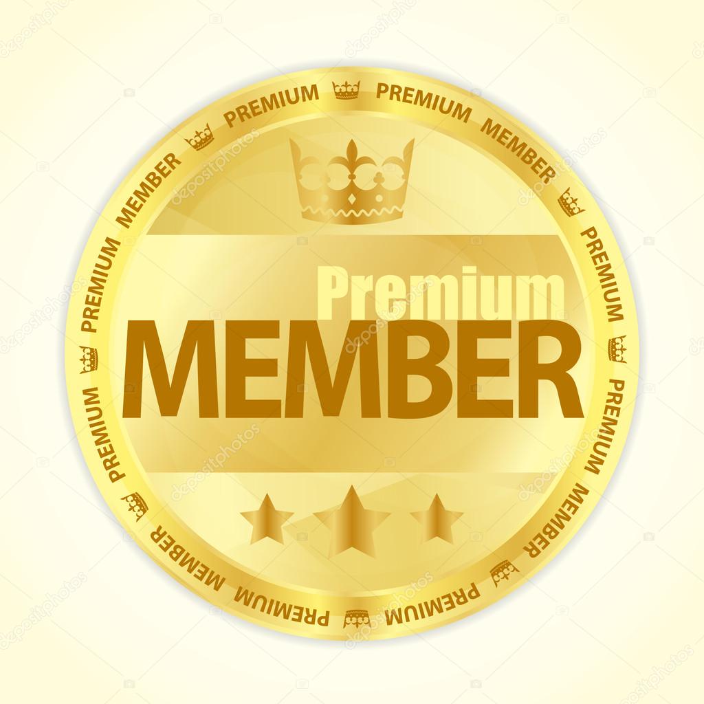 Badge with title Premium member in gold color