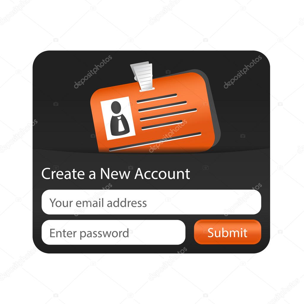 Create a new account form with orange ID card.