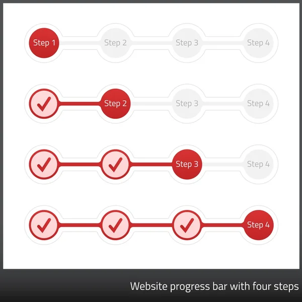 Website progess bar mit vier Schritten — Stockvektor