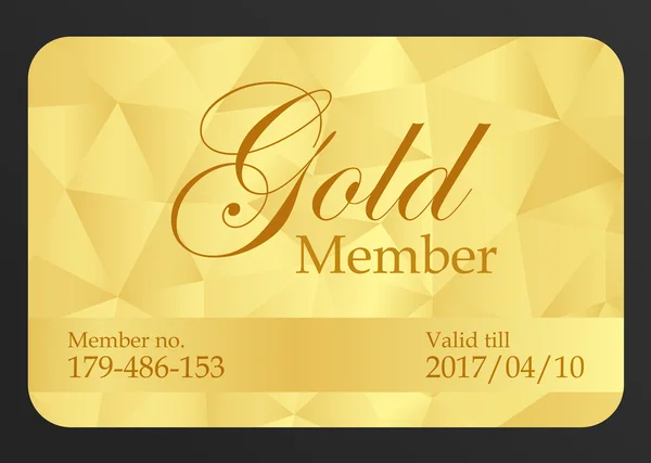 Gold üye kartı — Stok Vektör