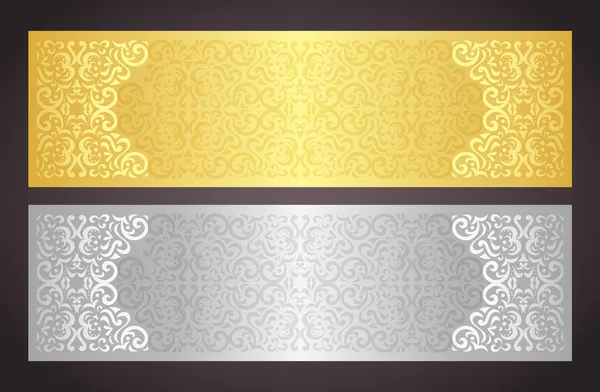 Золотой и серебряный подарочный сертификат класса люкс в винтажном стиле — стоковый вектор