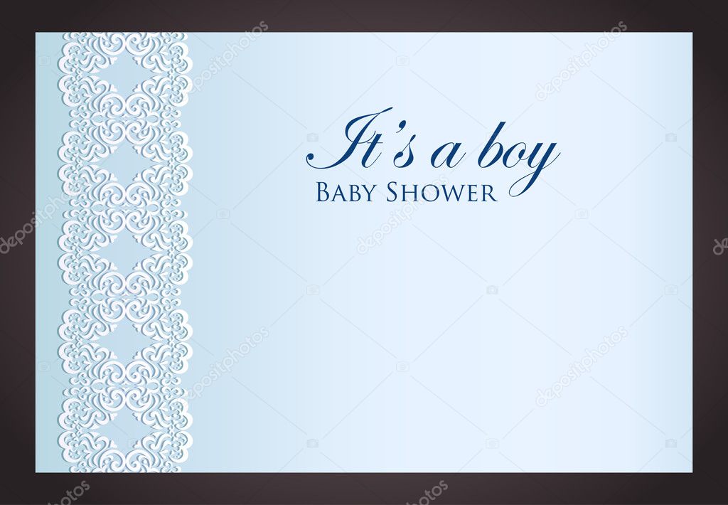 Baby shower invitation for boy with imitation of lace