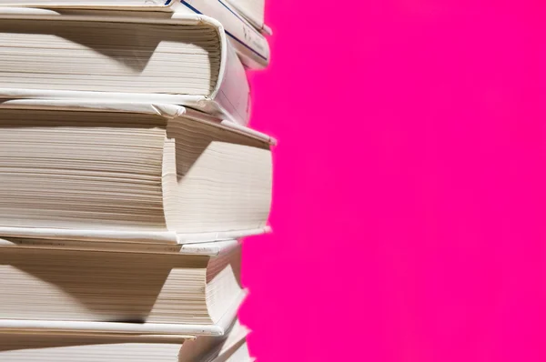 Pilha de livros sobre rosa — Fotografia de Stock
