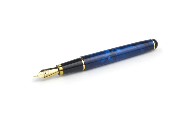 Blue luxury fountain pen — Stock Photo, Image