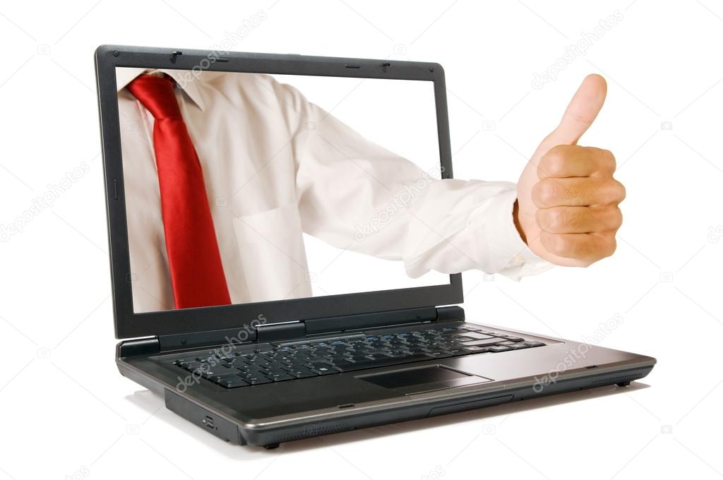 Laptop and thumb up