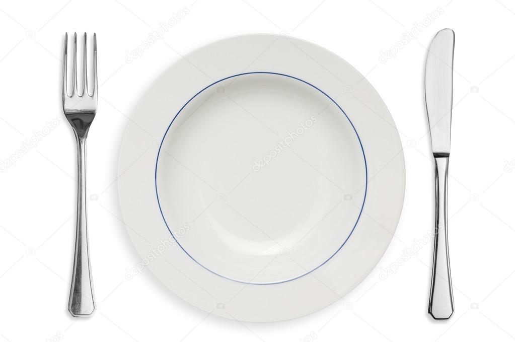 Plate and silverware isolated Stock Photo by ©ridofranz 12621357