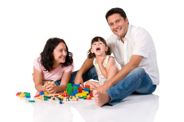 mutlu bir aile bloklarla oynama