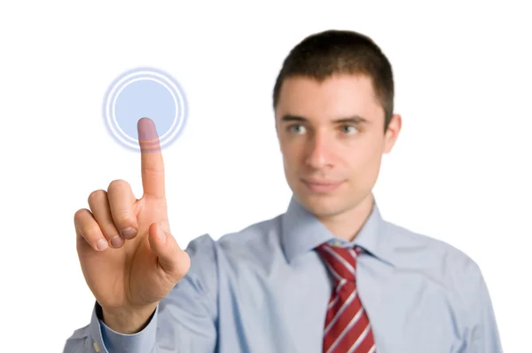 Businessman pushing a button — Stock Photo, Image