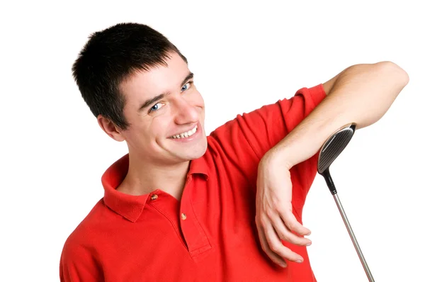 Smiling golf player — Stock Photo, Image