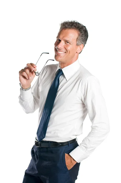 Hombre de negocios sonriente con gafas — Foto de Stock