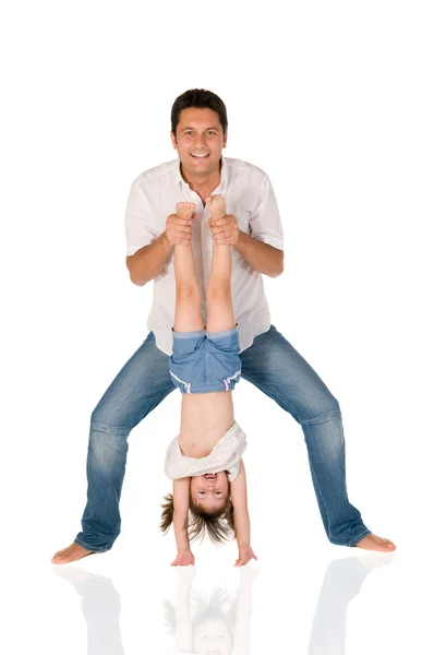 Upside down daughter — Stock Photo, Image