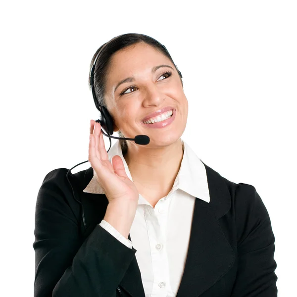 Opérateur femme d'affaires avec casque — Photo