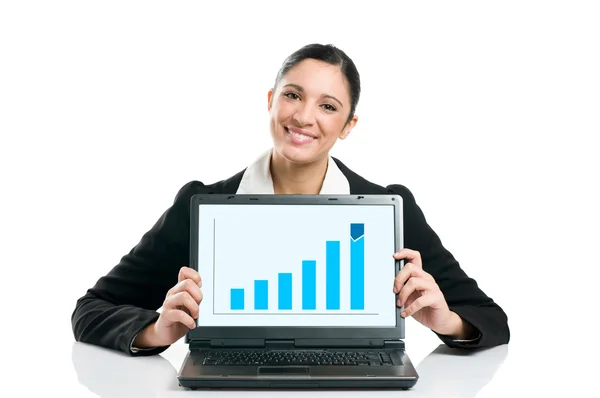 Business woman with growing chart — Stock Photo, Image