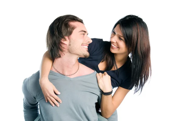 Casal jovem se divertir com amor juntos — Fotografia de Stock