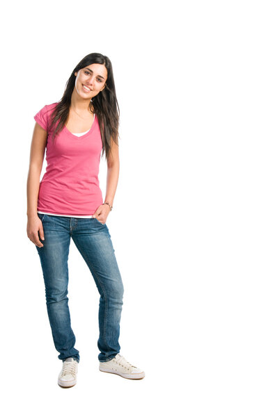 Happy smiling latin girl full length