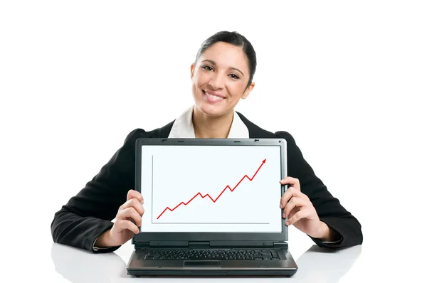 Business woman with growing chart Stock Photo