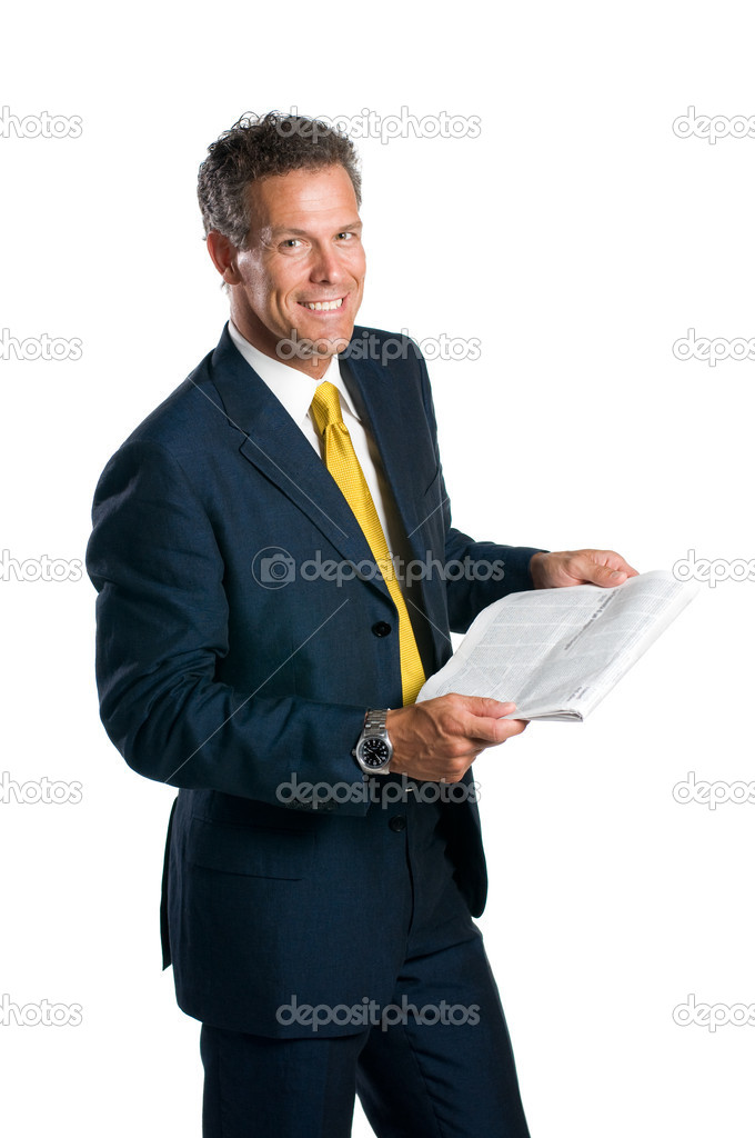 Businessman reading news