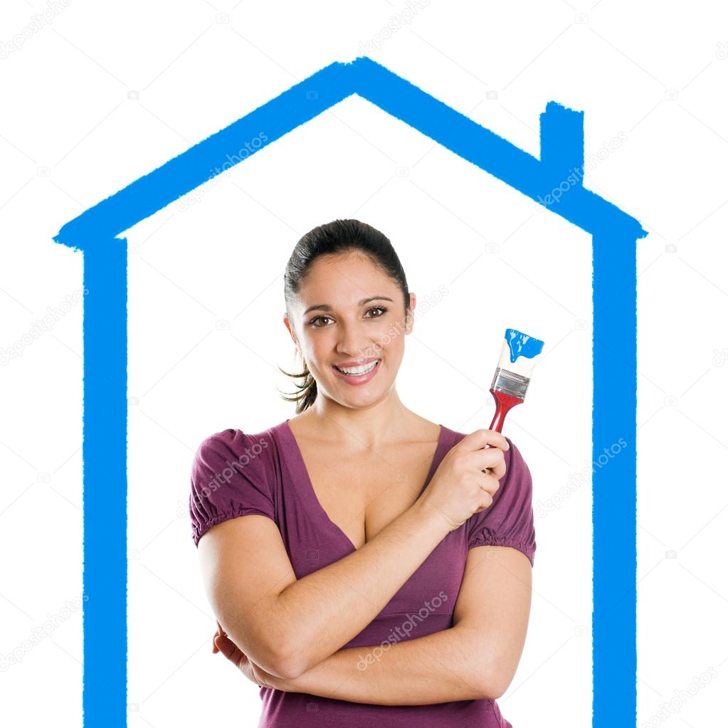 Young woman dreaming her new house