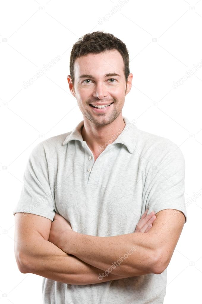 Young casual happy smiling man
