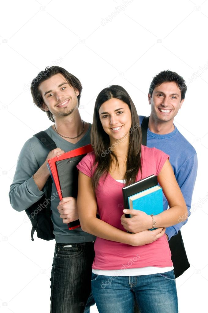 Smiling happy students