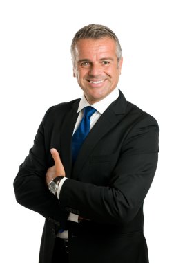 Gülümseyen olgun iş adamı