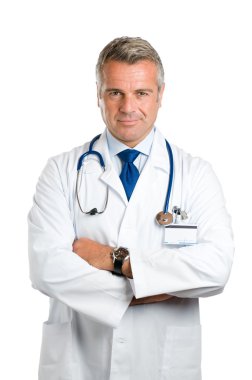 Satisfied smiling mature doctor clipart