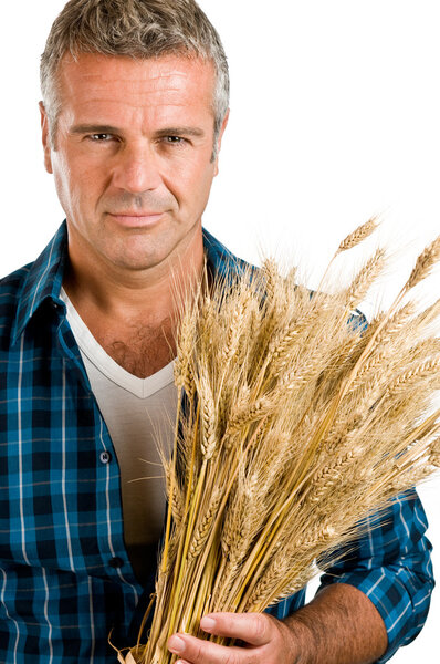 Farmer with wheat portrait