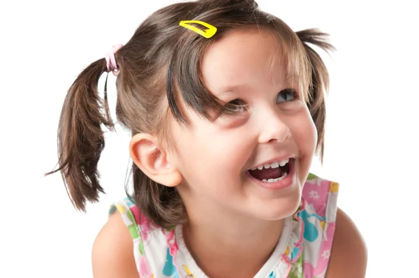 Radostné drobná dívka portrét — Stock fotografie