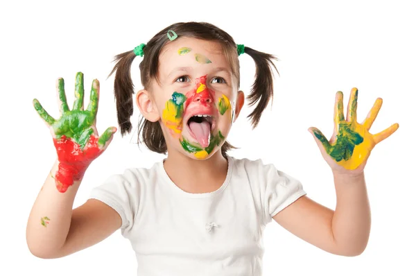 Criança feliz brincando com cores — Fotografia de Stock