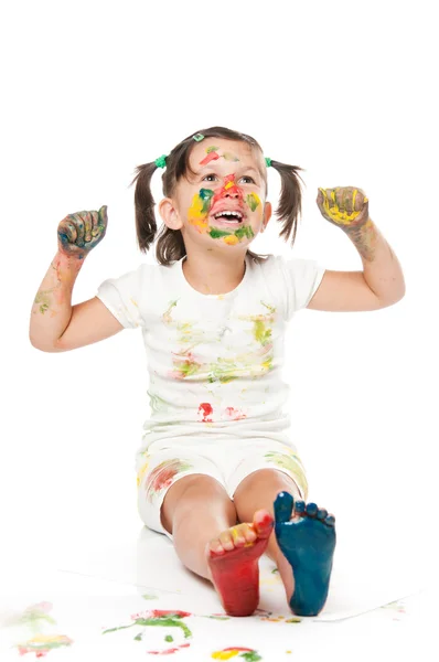 Jogando e pintando com cores — Fotografia de Stock