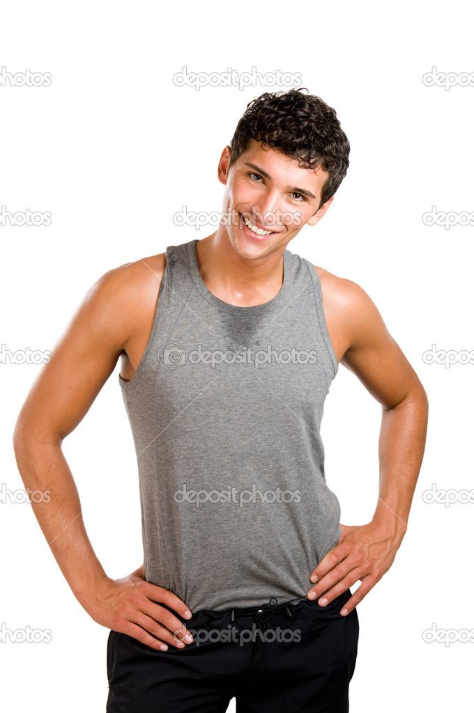 Smiling man resting after exercising