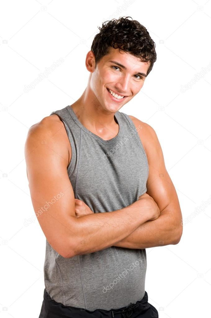Happy satisfied fitness man