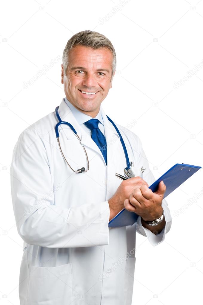 Smiling doctor at work
