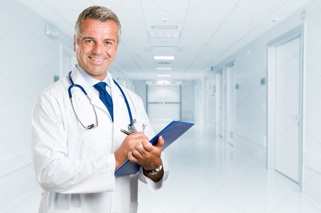 Happy smiling mature doctor
