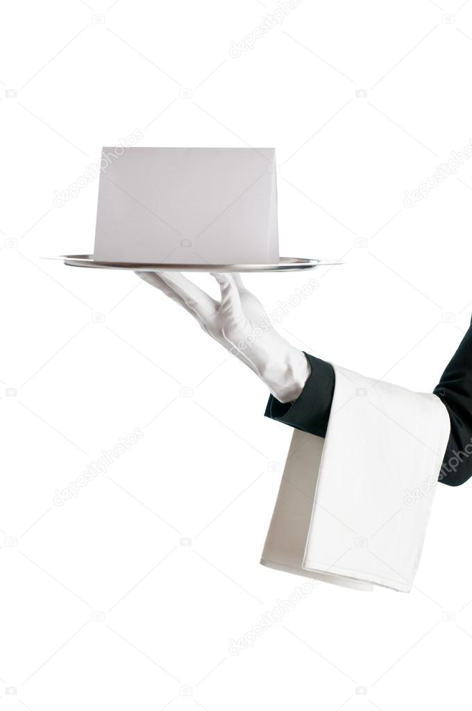 Waiter with blank sign