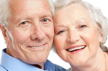Happy aged couple portrait clipart