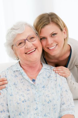 Happy young and old women clipart