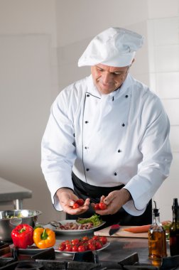 Happy chef at work clipart