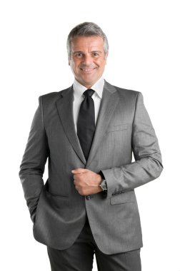 Gülümseyen olgun iş adamı