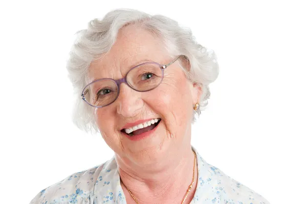 Laughing smiling aged woman — Stock Photo, Image