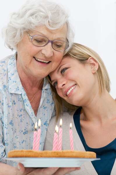 Нежная бабушка и внук
