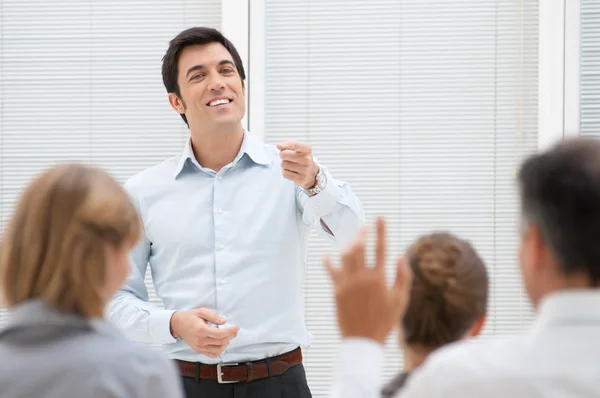 Frågestunden under presentationen — Stockfoto