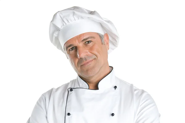 Chef satisfecho sonriendo — Foto de Stock