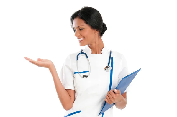 Smiling nurse display — Stock Photo, Image