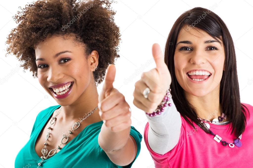 Two Friends Showing Thumb Up Sign
