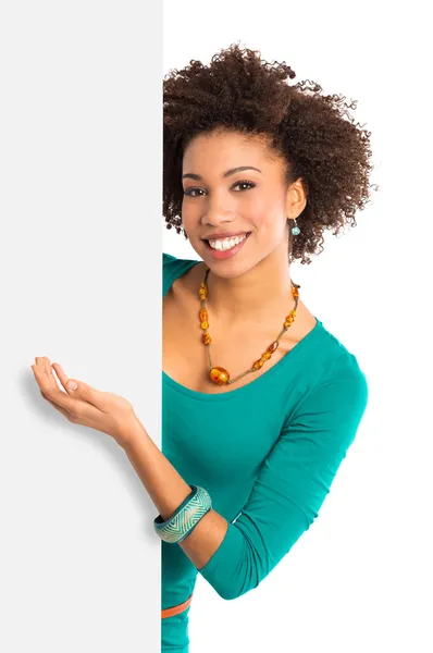 Young Woman Displaying Placard Royalty Free Stock Photos