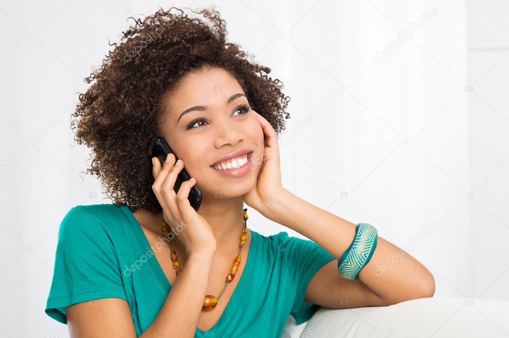 Happy Woman Talking On Cellphone
